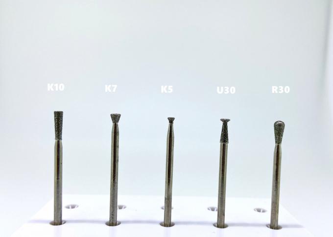 2.35mm HP Shank Kim cương mài đá Tráng mạ Mạ ngược hình nón nha khoa 0